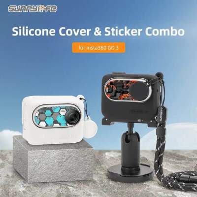 Sunnylife GO 3 Silicone Cover Protective Case Camera Stickers Skin Wrap Lens Cover Protector Neck Strap Accessories for Insta360 GO 3