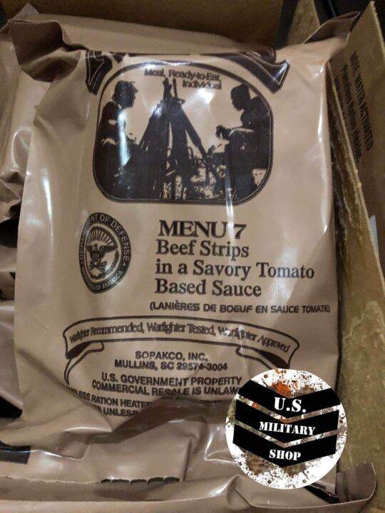 อาหารพร้อมทาน อาหารสำเร็จรูป MRE Menu 7 Beef Strips in Tomato Sauce Lazada.co.th