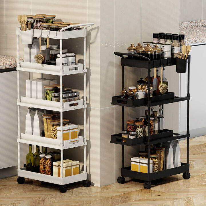 Kitchen Crack Storage Rack Pullout Type with Armrest FloorStanding