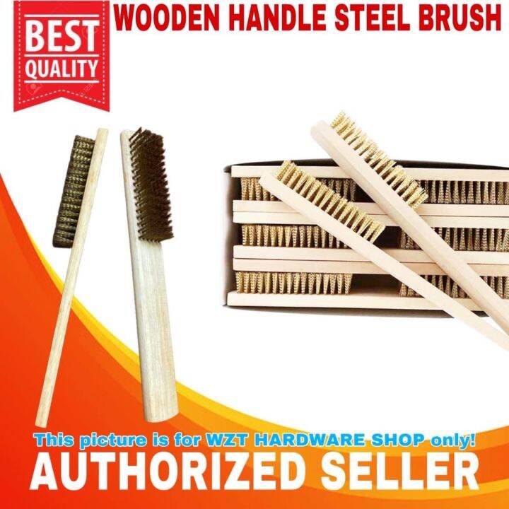 WOODEN HANDLE COPPER WIRE BRUSH (1pc/12pcs) Lazada PH