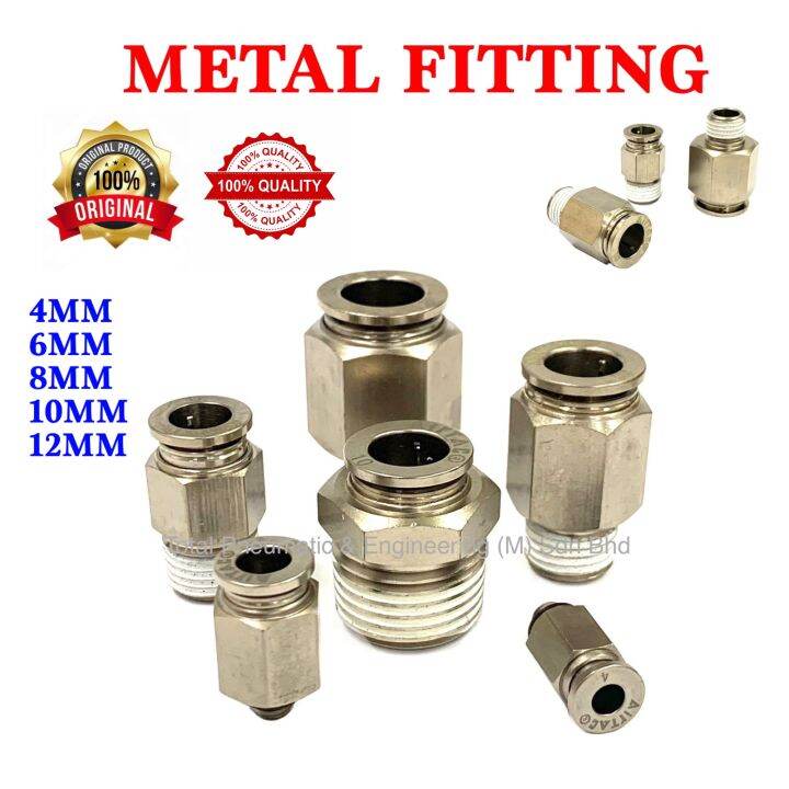 Metal Push In Fitting Series 4mm 6mm 8mm 10mm 12mm Pneumatic Push In
