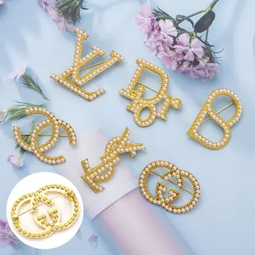 GOOD QUALITY 🆒 Solid LV Brand Logo Silver Gold Premium Pin Brooch Louis  Vuitton Korean Kerongsang 精致华丽金色银色名牌路易儿标志胸针
