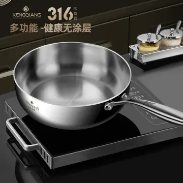 Uncoated cooking pot non stick Frying pan 316 stainless steel