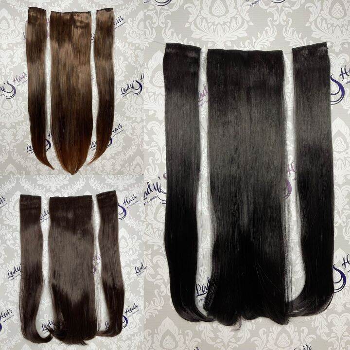 Hair clip extension sambungan rambut 3 layer lurus & curly panjang 60