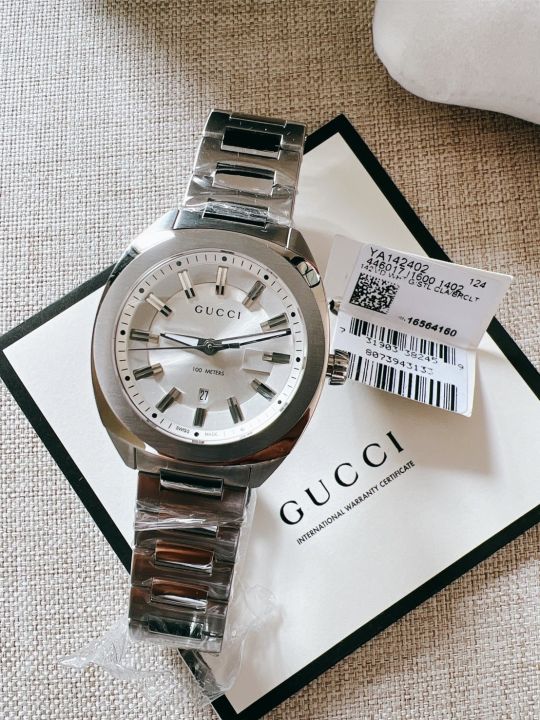 นาฬิกาข้อมือ-new-gucci-watch-gg2570-เรือนเงิน-หน้าขาว-หน้าปัด-37mm