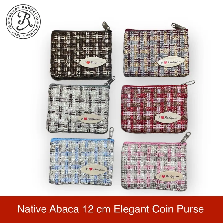 Native Abaca 12 cm Elegant Checkered Coin Purse Wallet Hand Made Perfect  for Giveaway, Gift and Souvenir