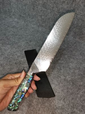 มีดครัว Santoku Knife 7" วัสดุใบมีดเหล็กดามัสกัส 67 ชั้น แกนกลางVGIO
ด้ามจับ หอยเป่าฮื้อ