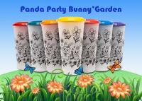 แก้วน้ำพลาสติกลาย bunny Garden ขนาด 22 oz พร้อมฝา pp