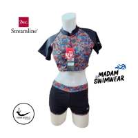 (Size L-XXL) ชุดว่ายน้ำผู้หญิง BSC Streamline 2 ชิ้น เสื้อแขนสั้น มีฟองน้ำ