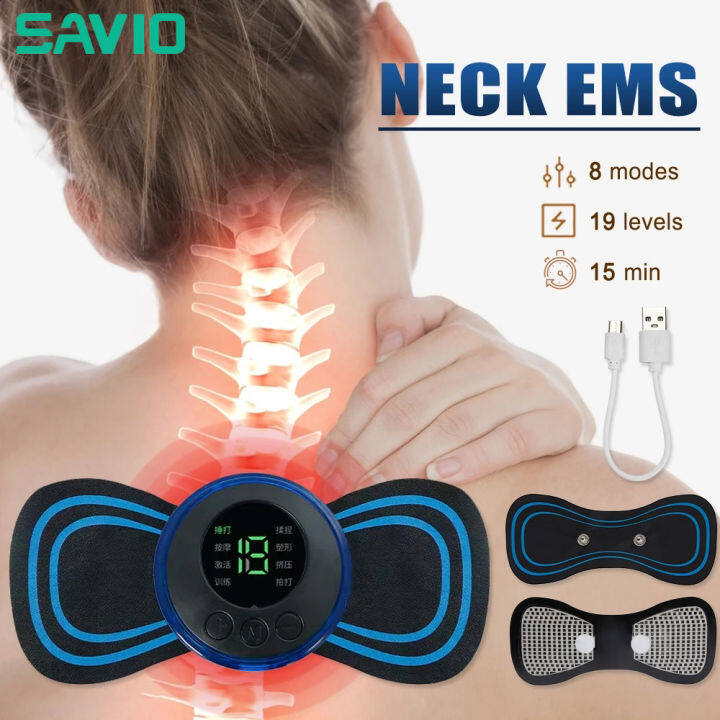 SAVIO Electric Neck Massager LCD Display Neck Stretcher 8 Mode Cervical ...