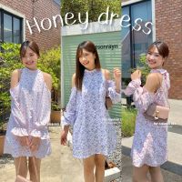 Honey Dress ? ชุดมินิเดรสแขนยาวเว้าไหล่ ปลายแขนแต่งระบาย