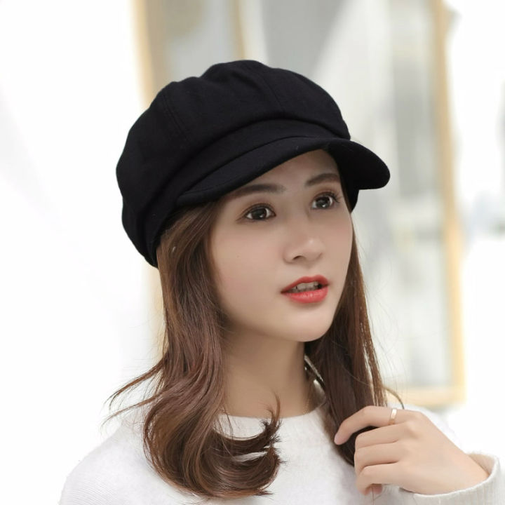 Berei Hat Lady Autumn Winter Household Plus Velvet Riding Warm Fashion  Korean Retro Newspaper Boy Hat - China Berei Hat and Embroidered price