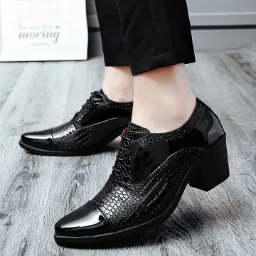 Luxury Glossy Leather High Heels For Mens Wedding Dress Fashionable Pointed  Toe Oxford Formal Shoes For Men For Party Prom 6cm Height X 196 From  Quan05, $34.21 | DHgate.Com