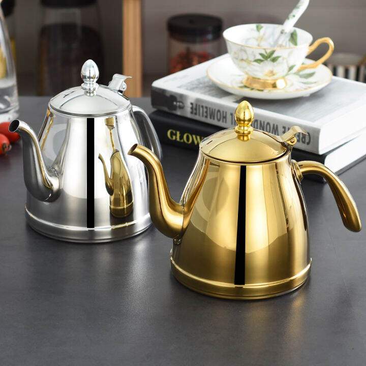 Commercial Restaurant Stainless Steel Teapot with Strainer Flower