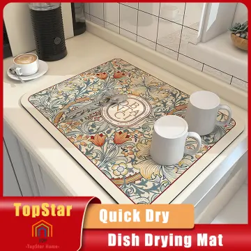 Dish Drying Pad, Kitchen Countertop Absorbent Pad, Washstand Drain