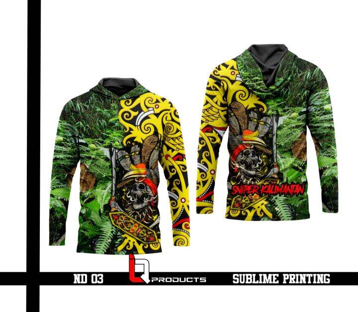 Baju camo hutan Kalimantan/Jersey camo hutan Kalimantan/Jersey camo tangan panjang hoodie