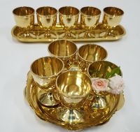 Brass byfa ถาดน้ำชาถ้วยทรงสูง มี2 แบบ  SET1279 ถาดกลม6นิ้ว , SET1280 ถาดยาว9.5 นิ้ว