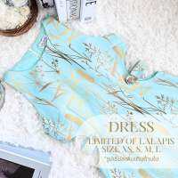 DRESS- เดรสเซ็กซี่วูเม็น มีรัดข้างเอว พิมห์ลายดอกไม้สีทอง