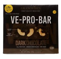 กราโนไวส์ วีโปรบาร์รสดาร์กช็อกโกแลต ขนมเพื่อสุขภาพ Granovibes Ve Pro Bar Dark Chocolate Vegan 240g.