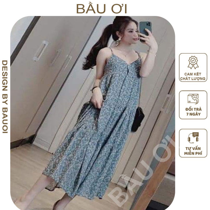 BẦU ƠI V51] ĐẦM BẦU 2 DÂY - VÁY MAXI PHÙ HỢP CHO MẸ BẦU ĐI DU