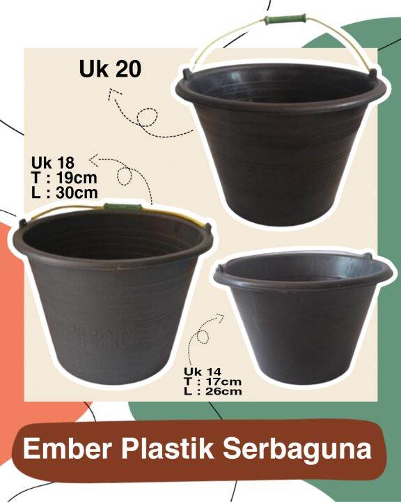 Ember Plastik ukuran 14, 18, 20 - Ember Semen Serbaguna | Lazada Indonesia