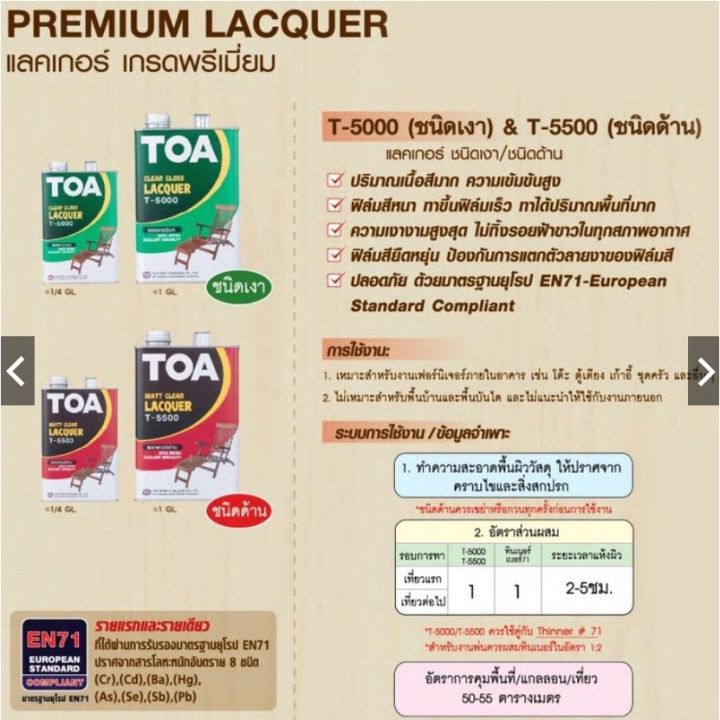 toa-ทีโอเอ-แลคเกอร์เงา-t5000-แลคเกอร์ด้าน-t5500-ทินเนอร์เบอร์-71-toa-ขนาด-1gl