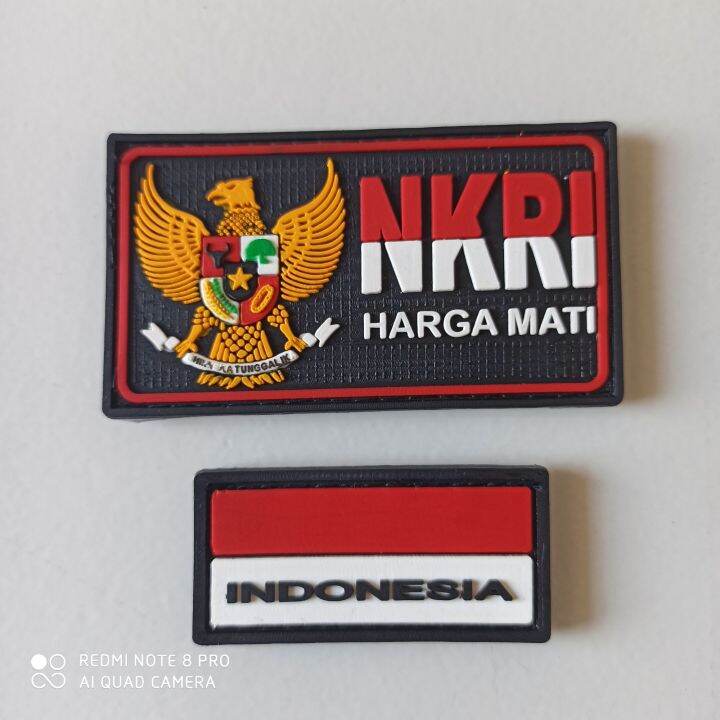 Patch Rubber Garuda Nkribendera Merah Putih Kecil Satu Settempelan Karet Emblem Velcro