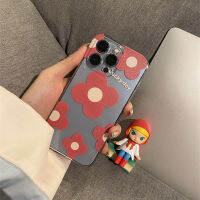 เคสโทรศัพท์มือถือลายดอกไม้สีแดงนำโชคเหมาะสำหรับ iPhone 15PROMAX iphone14/13/12นิ่มแบบใสสำหรับคนกลุ่มหนึ่ง XS กันตก13pro สีฟ้า Sierra XS น่ารัก11สาว15PLUS บางพิเศษ INS