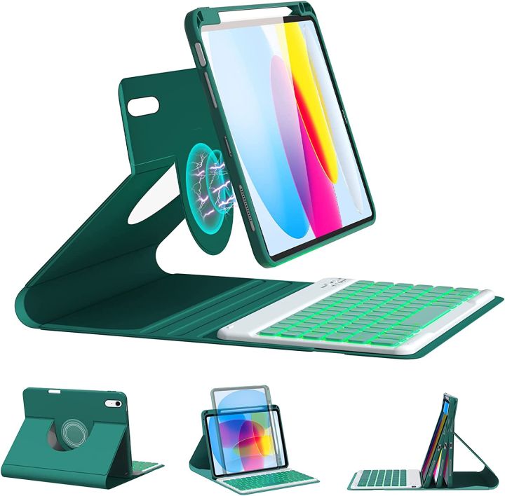 Keyboard Case with Pencil Holder, Detachable BT Backlit Keyboard