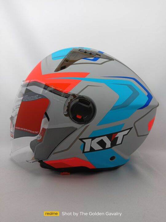 KYT DCITY OVERTECH MATT APHALT GREY BLUE Open Face Helmet Lazada