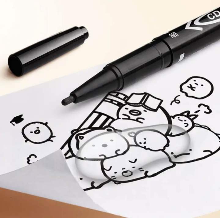 ปากกาเขียนซองไปรษณีย์-ปากกากันน้ำ-2-หัว-ปากกา-marker-ปากกาเขียน-cd-permanent-ปากกาเคมี-cd-marker-ปากกาไม่ลบ