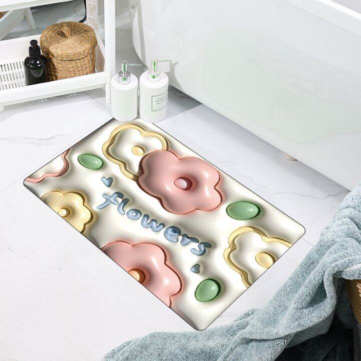 Topstar 3D Visual Diatomite Absorbent Bathroom Mat Quick Dry Anti Slip