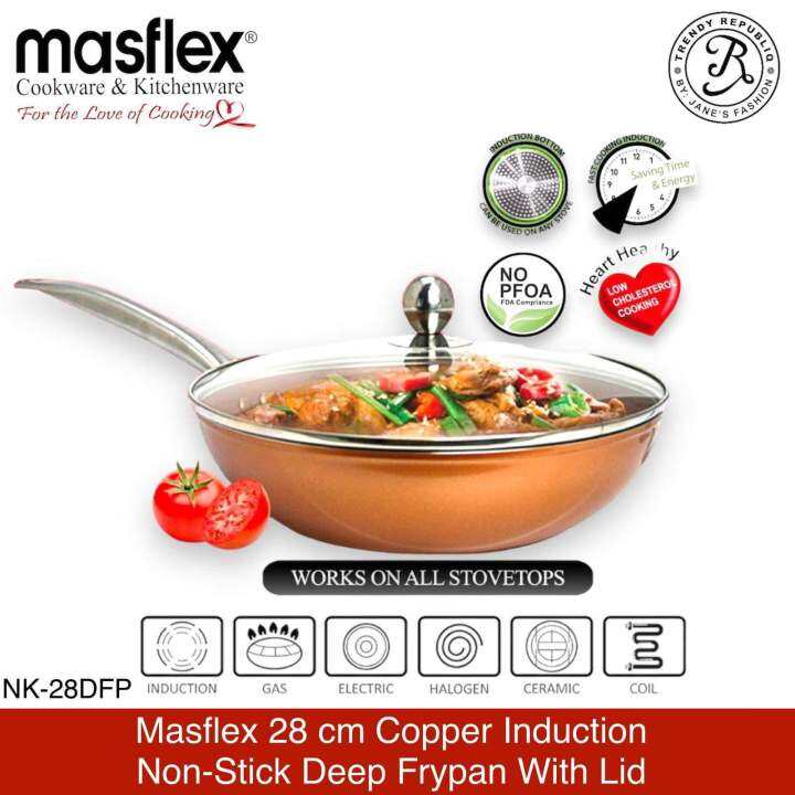 Masflex Original 28 cm Copper Induction NonStick Deep Fry Pan