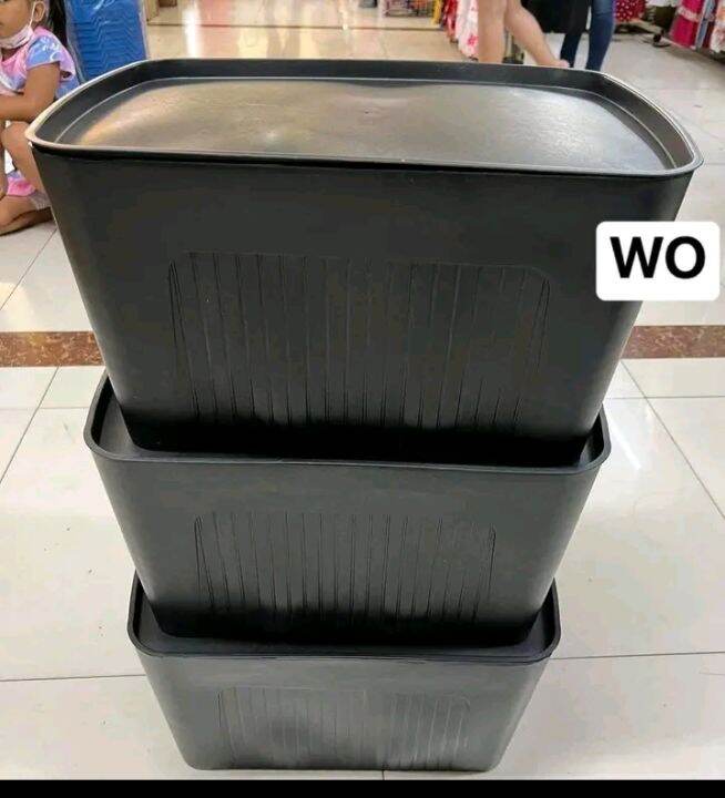 BLACK STORAGE BOX W/ COVER LARGE 30L Lazada PH