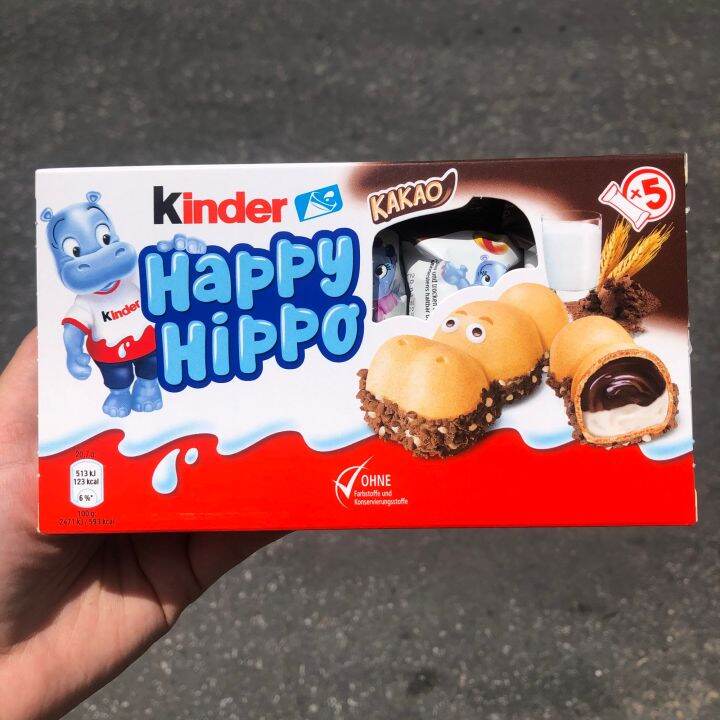 kinder-happy-hippo-คินเดอร์-เวเฟอร์สอดไส้นมและช็อกโกแลตรูปฮิปโป