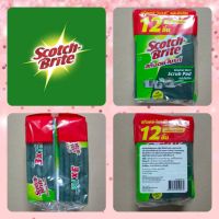 Scotch Brite สก๊อตช์ไบรต์ สก็อตไบรท์ แผ่นใยขัดไม่มีฟองน้ำ แผ่นใยขัด ล้างจาน ขนาด 4*6 นิ้ว 1 แพค*12 ชิ้น