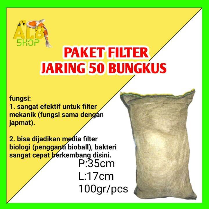 paket 50 jaring nelayan media filter kolam ikan koi filter mekanis penjernih air kolam ikan hias