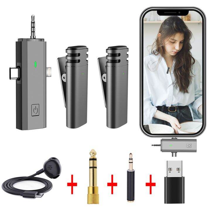 3 In 1 Wireless Lavalier Microphone Intelligent Noise Reduction