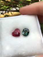 RUBY &amp; GREEN SAPPHIRE ทับทิม 2 กะรัตและ เขียวส่อง 1.47 กะรัต พลอยแท้ สีสวยจัด จับเซตคู่ให้น่ารักๆ ราคาพิเศษค่ะ