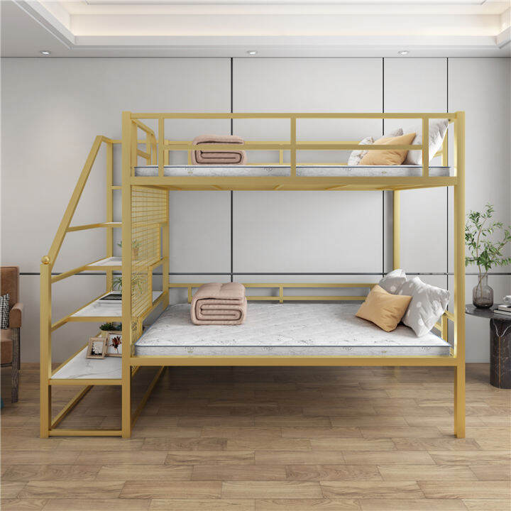 Iron Loft Bed Space Saving Bunk Bed Modern Elevated Bed Apartment Bed Adult Minimalist Iron Bunk
