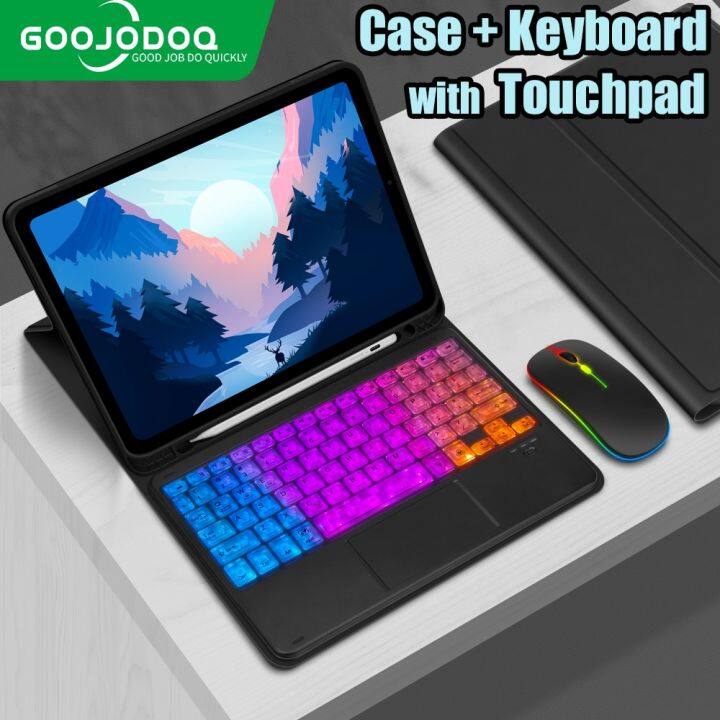 GOOJODOQ Wireless Bluetooth Keyboard iPad Case with Keyboard with