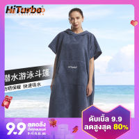 Hiturbo ผ้าเช็ดตัวมีฮู้ดเสื้อคลุมไม่มีแขนสำหรับดำน้ำว่ายน้ำสำหรับวันหยุดพักผ่อนท่องเที่ยวชายหาดดำน้ำลึกดำน้ำได้อย่างอิสระ