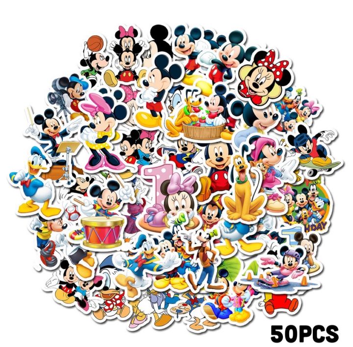 sticker-สติ๊กเกอร์-mickey-mouse-342-มิกกี้-เมาส์-50-ชิ้น-มิกกี้เมาส์-มิค-กี้-เม้า-มินนี่-mickeymouse-ตุ๊กตา-มิกกี้เมา