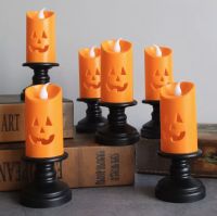 เทียนฮาโลวีน 1แท่ง เทียนหน้าฟักทอง Halloween LED candle