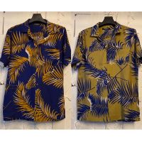 เสื้อฮาวายลายใบไม้ hawaii ไซค์ m l xl 2xl 3xl เนื้อผ้าสปัน?% เนื้อผ้านิ่มสวมใส่สบายไม่ร้อน ใส่ได้ทั้งชายและหญิง