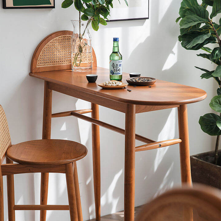Nordic Side Bar Table Bar Chair Combination Balcony Solid Wood