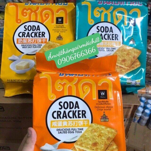 [Date Đẹp 12/2023]Bánh Soda Cracker Ăn Kiêng Thái Lan Gói 400 gram