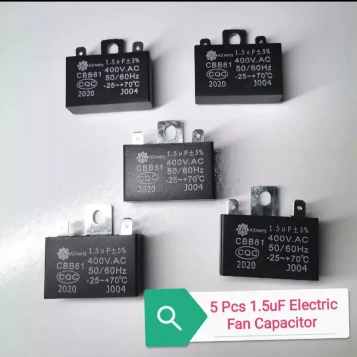 5 pcs 1.5uF 400VAC SQUARE ELECTRIC FAN CAPACITOR Lazada PH