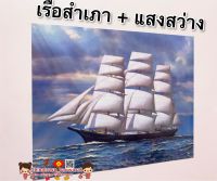 รูปภาพมงคล☯️เรือสำเภาจีน +แสงสว่าง?ขนาดภาพ 15x21นิ้(38x54ซม)เสริมฮวงจุ้ย ภาพแต่งบ้าน ม้า8ตัว ปลาคราฟ เรือสำเภามงคล