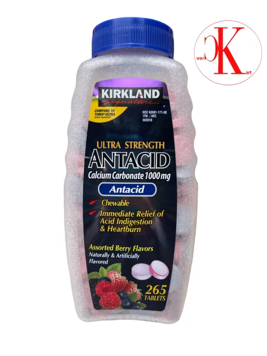 Kirkland Antacid 265 Tablets Tums Calcium Carbonate 1000mg Chewable